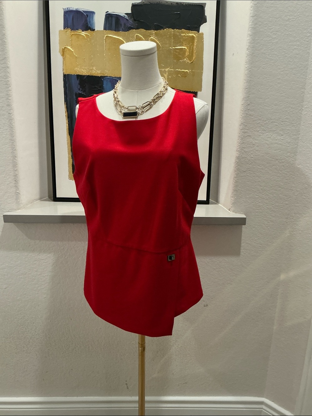 White House Black Market Red Sleeveless Blouse